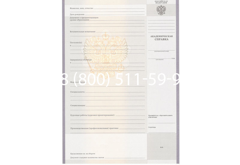 Купить Академическая справка образца 2010-2011 год для колледжа в Нижнем Тагиле
