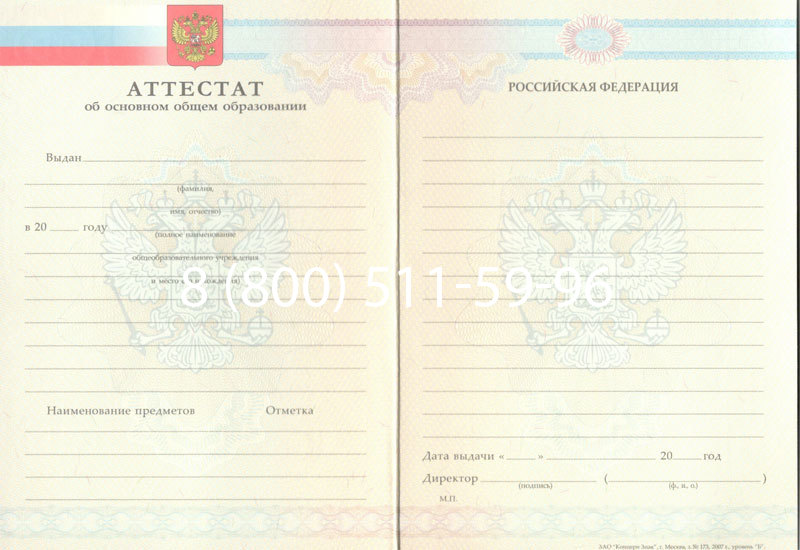 Купить Аттестат за 9 класс 2007-2010 годов в Нижнем Тагиле